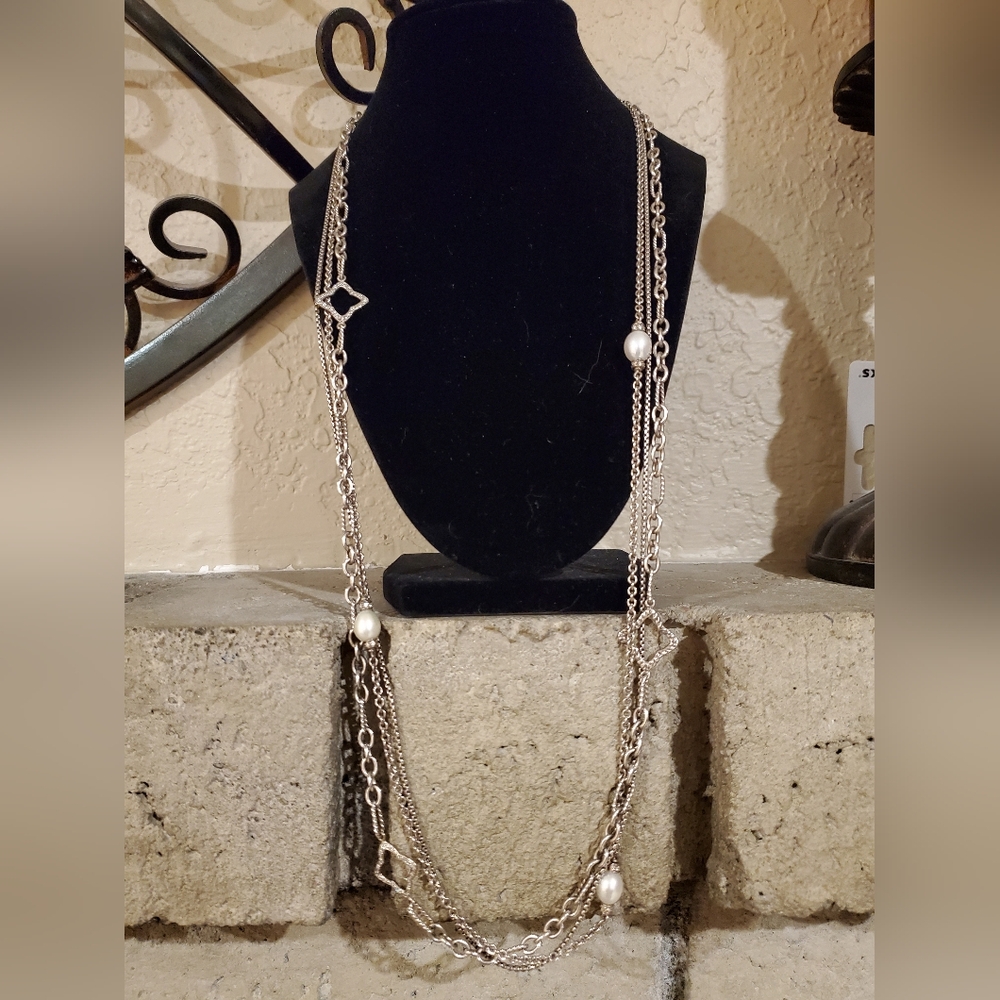 David Yurman Quatrefoil Pearl and Diamond Multistrand Necklace